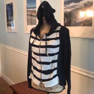 Navy striped Moth zipdown sizeSP sheer on sides.